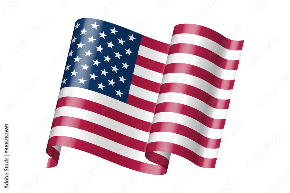 Fototapeta premium USA wavy flag icon isolated
