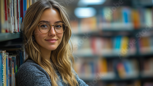 A teacher in a school library, recommending books to students.