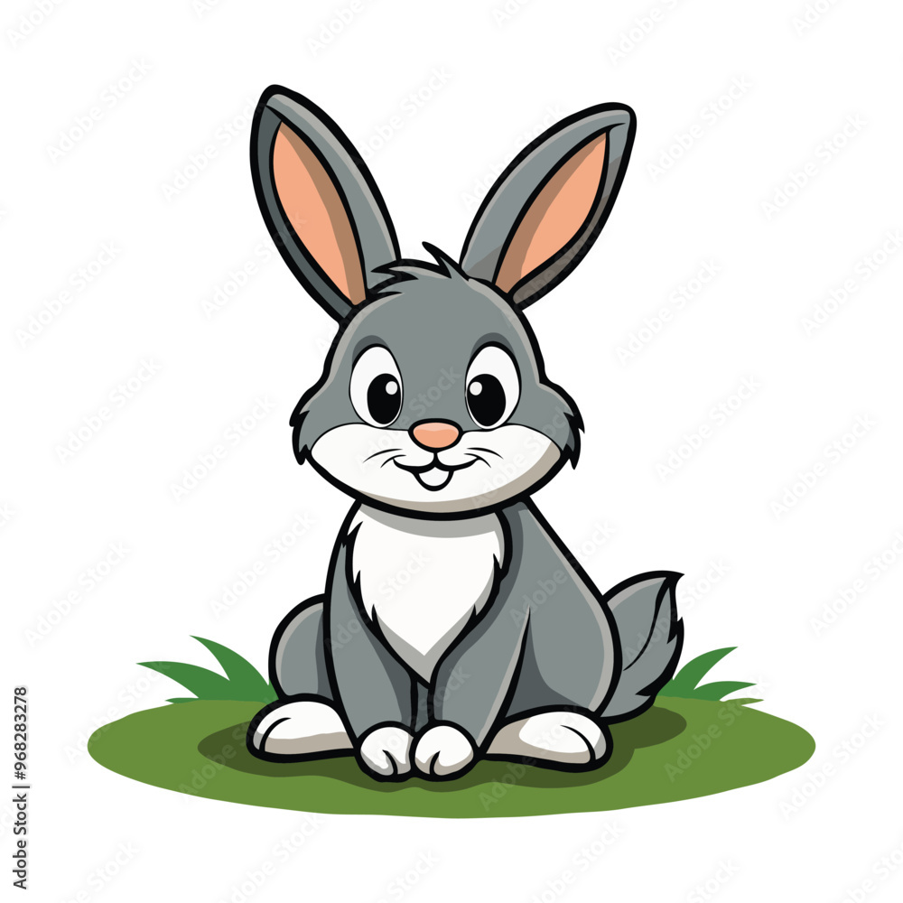 Obraz premium Cartoon rabbit with happy expression illustrated in vector clipart