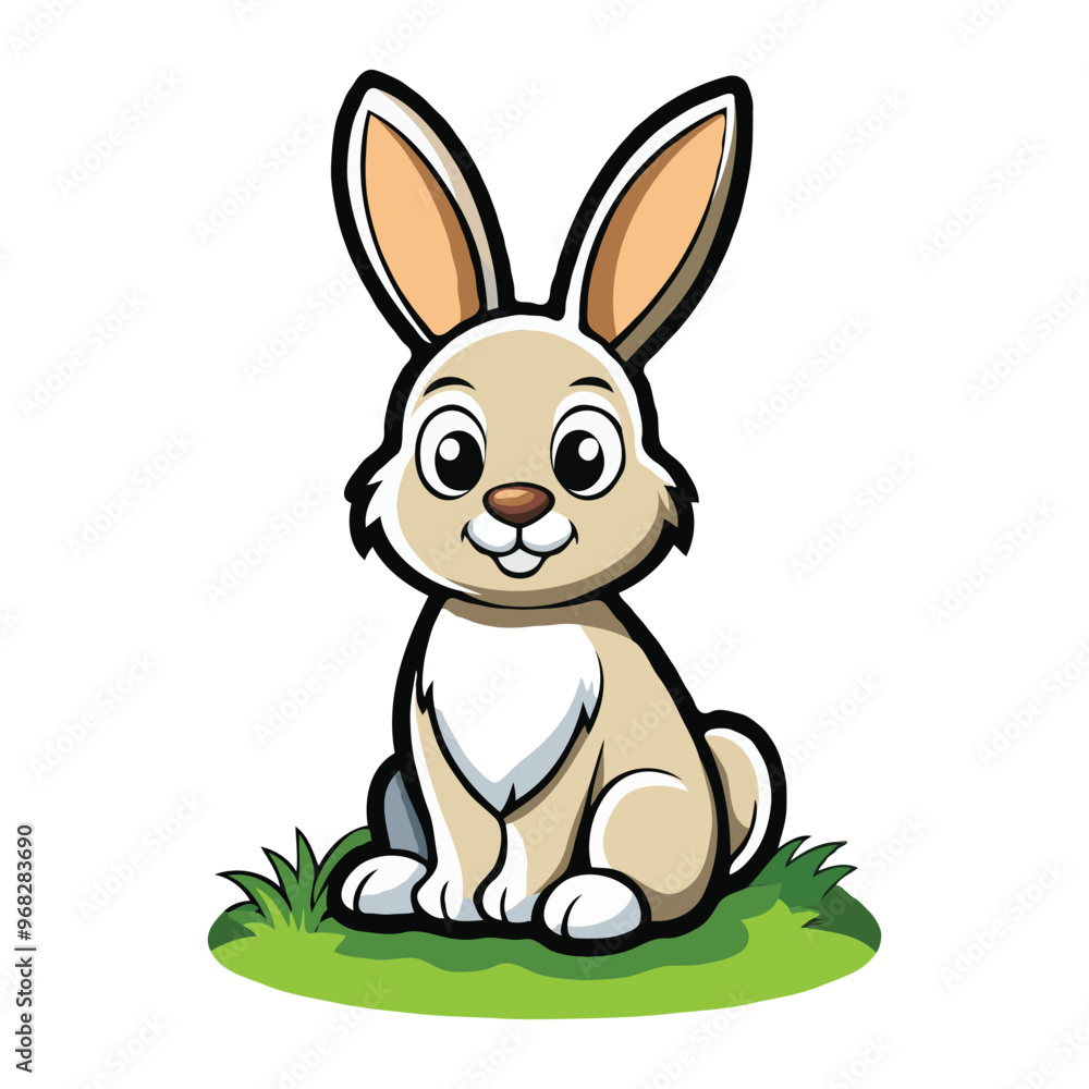 Obraz premium Cartoon rabbit with happy expression illustrated in vector clipart