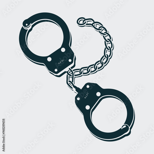 Vector icon of police handcuffs with a chain.