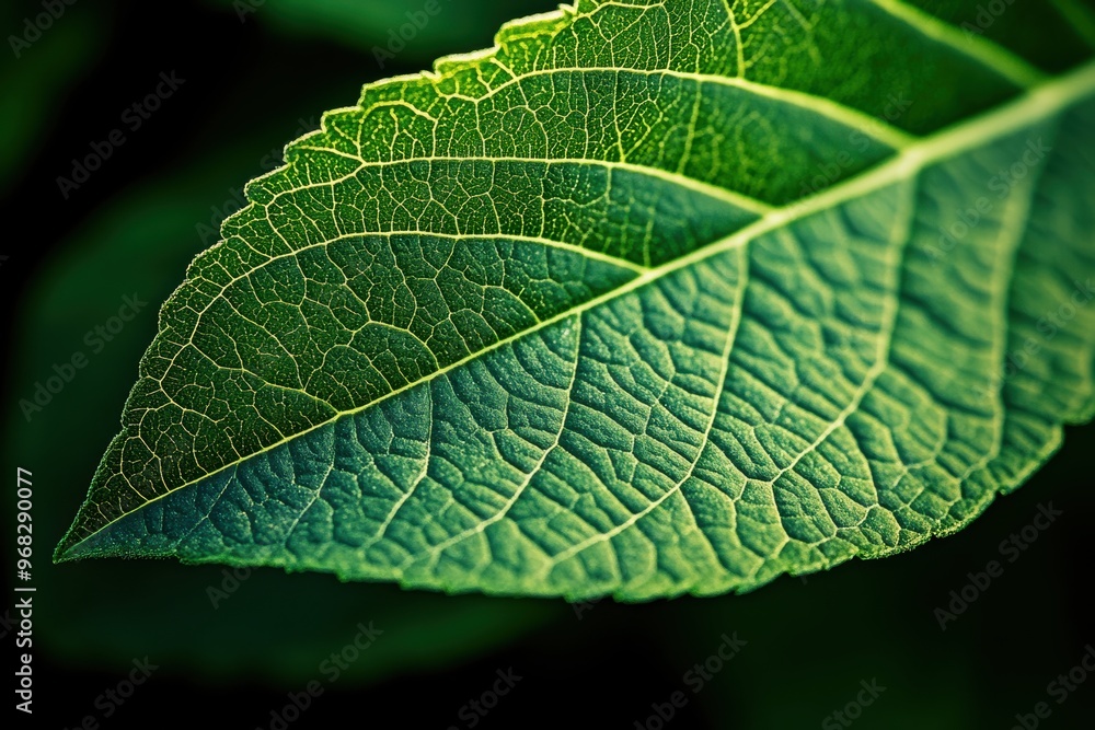 Close-up of a vibrant green leaf showcasing intricate vein patterns and textures, perfect for nature and botany themes. Close-up of a vibrant green leaf showcasing intricate vein patterns and textures, perfect for nature and botany themes.