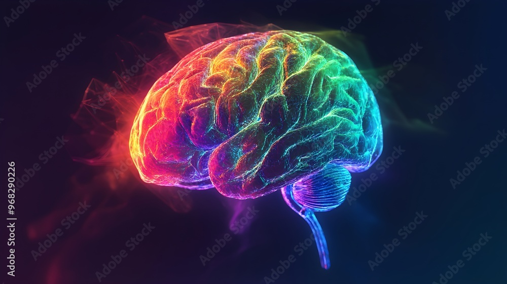 Glowing lights highlight a brain shape made from a circuit board image Glowing lights highlight a brain shape made from a circuit board image