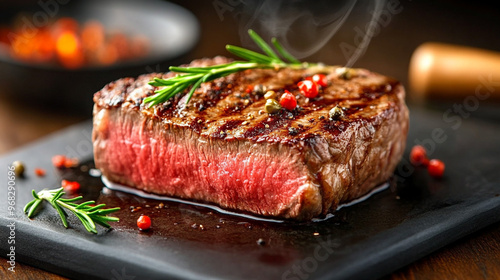 Close-Up of Seared Steak: Juicy and Flavorful Meat