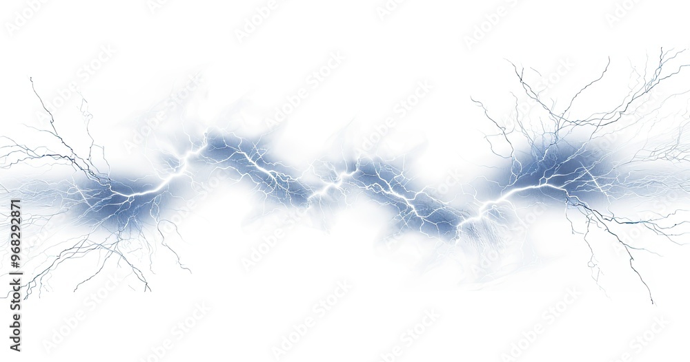 Fototapeta premium A stylized depiction of electric arcs, showcasing dynamic lightning patterns in a blue and white color scheme.
