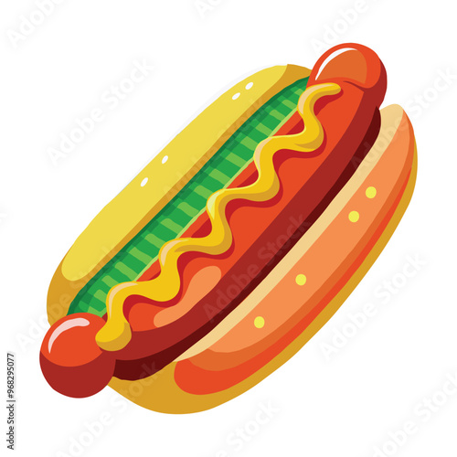 Delicious hot dog clipart illustration in 2D vector format