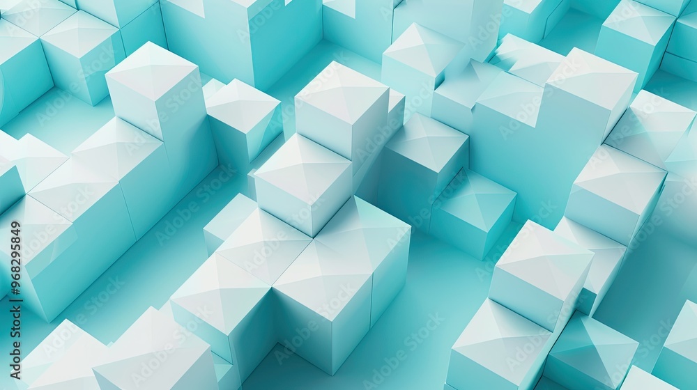A stylized, abstract representation of a cityscape with geometric shapes and a cool color palette. A stylized, abstract representation of a cityscape with geometric shapes and a cool color palette.