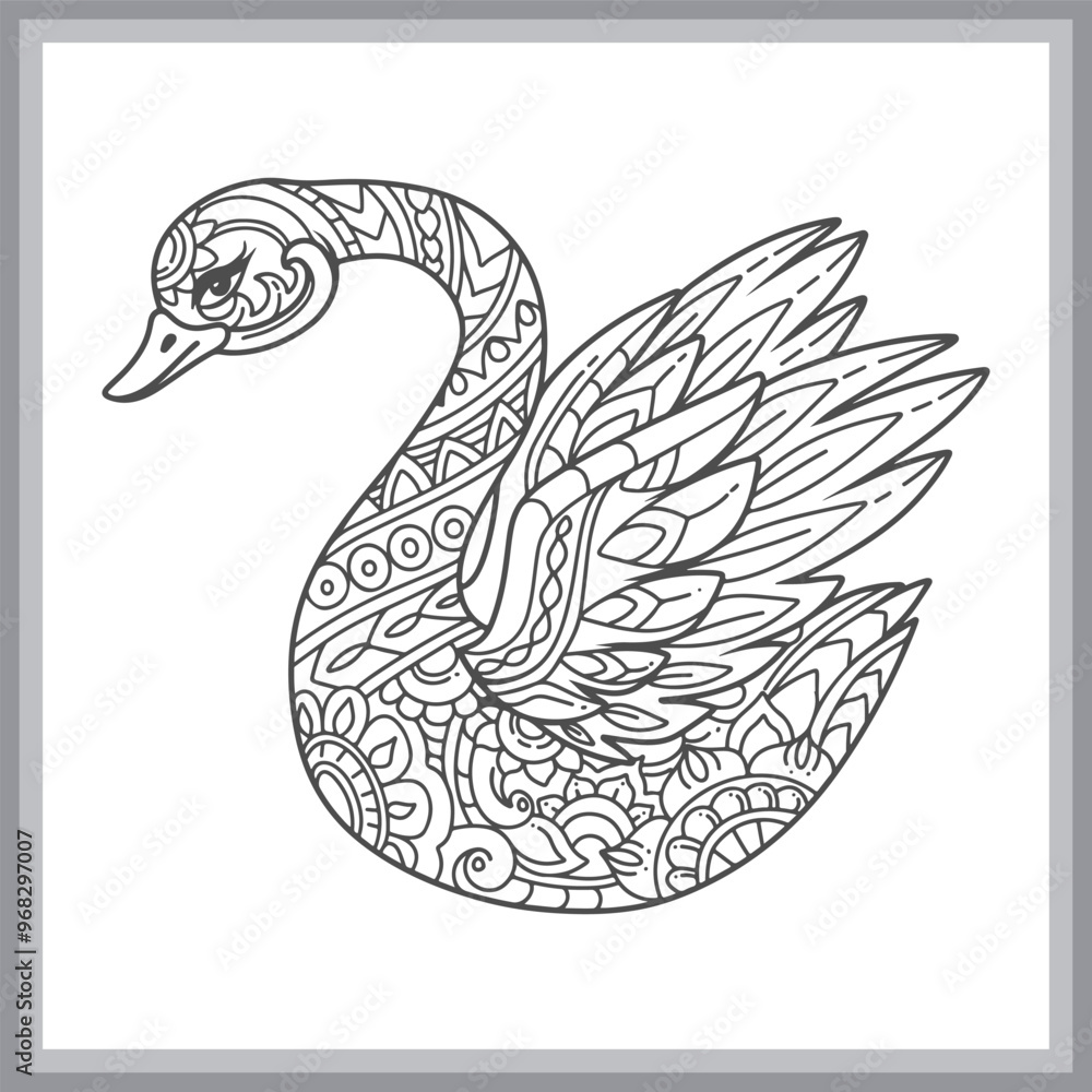 Naklejka premium Swan mandala arts isolated on white background