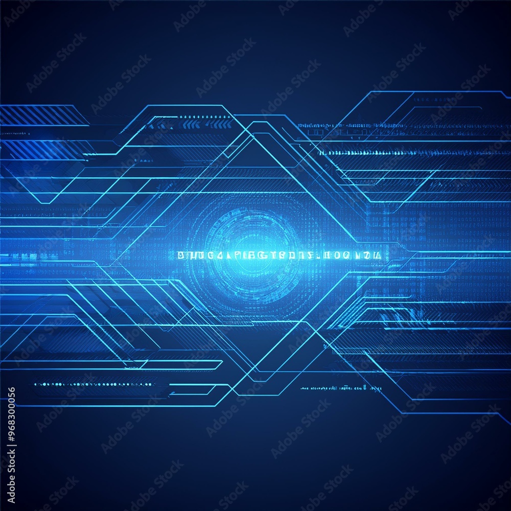 Fototapeta premium Creative digital blue wallpaper. Technology, innovation and landing page concept