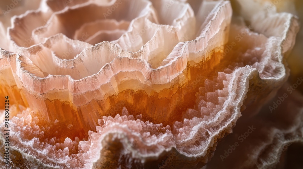 A close-up of a desert rose crystal, with its intricate, layered structure formed by sand and minerals. A close-up of a desert rose crystal, with its intricate, layered structure formed by sand and minerals.