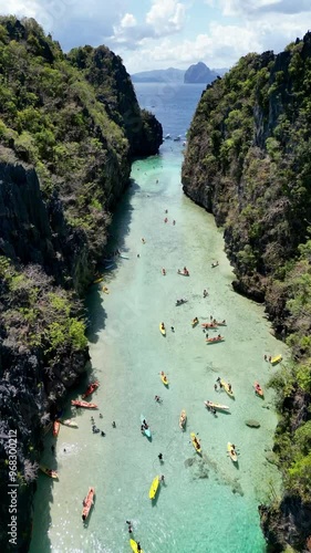 Blue Lagoon drone view in El Nido, Philippines photo