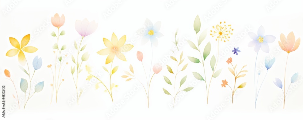 A beautiful watercolor illustration of soft pastel flowers, perfect for spring themes and floral designs in various projects. A beautiful watercolor illustration of soft pastel flowers, perfect for spring themes and floral designs in various projects.