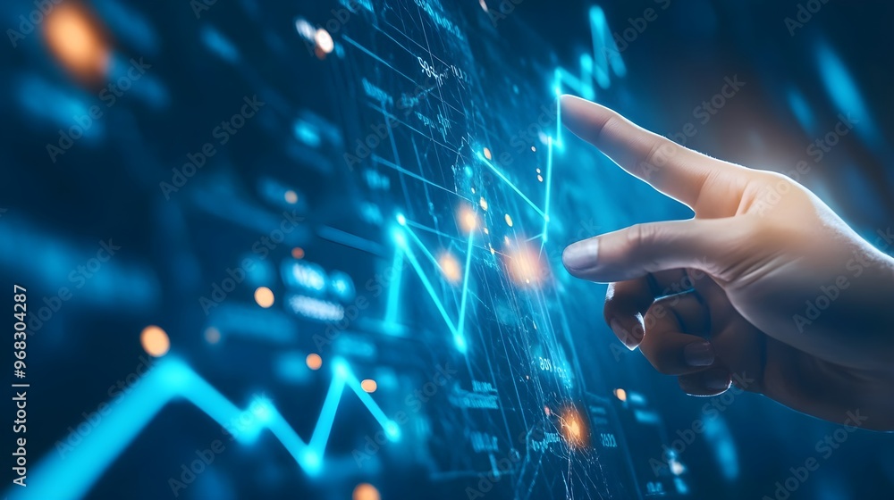 Illustration of hand reaching up with a graph showing upward trend image Illustration of hand reaching up with a graph showing upward trend image