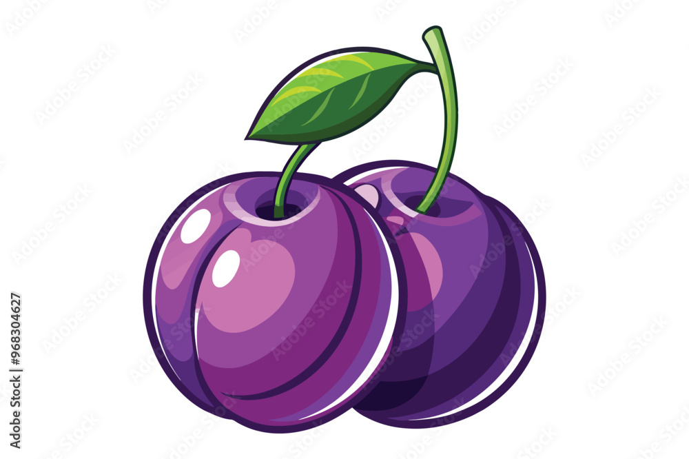 Illustration of purple plum fruit in vector drawing clipart Illustration of purple plum fruit in vector drawing clipart