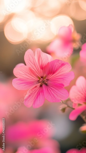 Close-up of pink flower with soft focus and bokeh effect, nature beauty concept