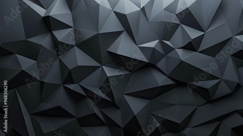 A textured black polygonal surface, showcasing a modern and abstract design ideal for backgrounds or digital art.