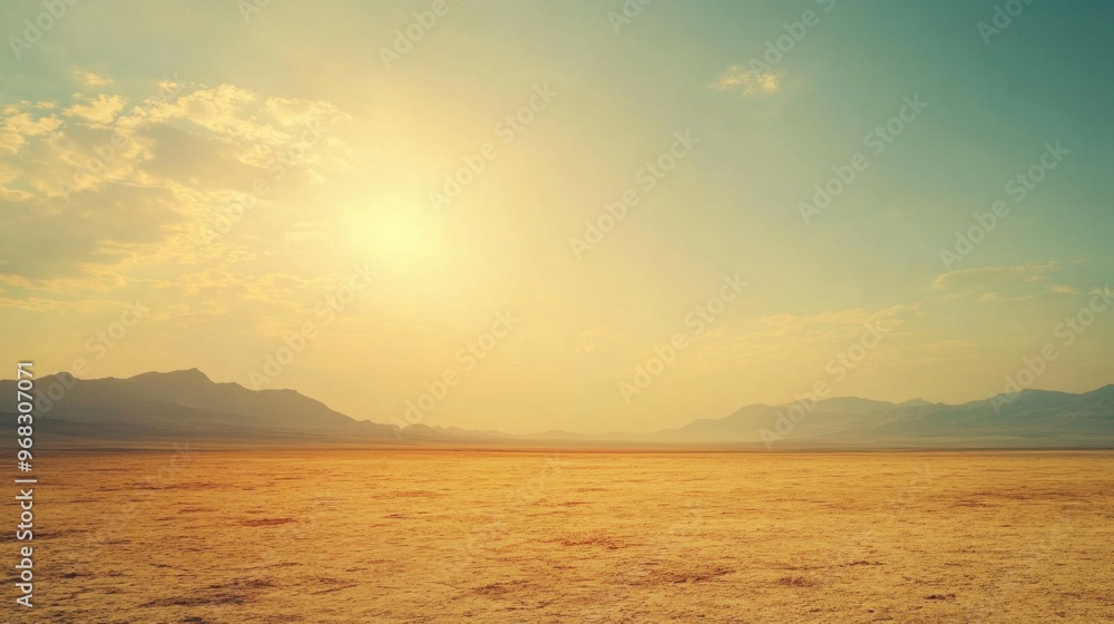 A distant mirage shimmering on the horizon, with the desert heat distorting the view. A distant mirage shimmering on the horizon, with the desert heat distorting the view.