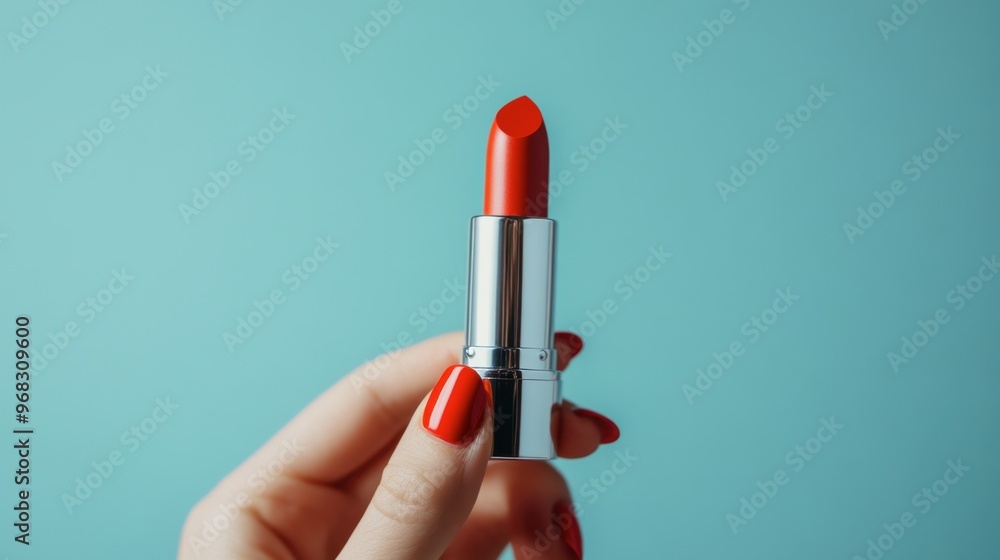 A hand twisting up a lipstick bullet from its tube, ready for application. A hand twisting up a lipstick bullet from its tube, ready for application.