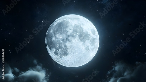 Game design image with a moon set against a night sky image