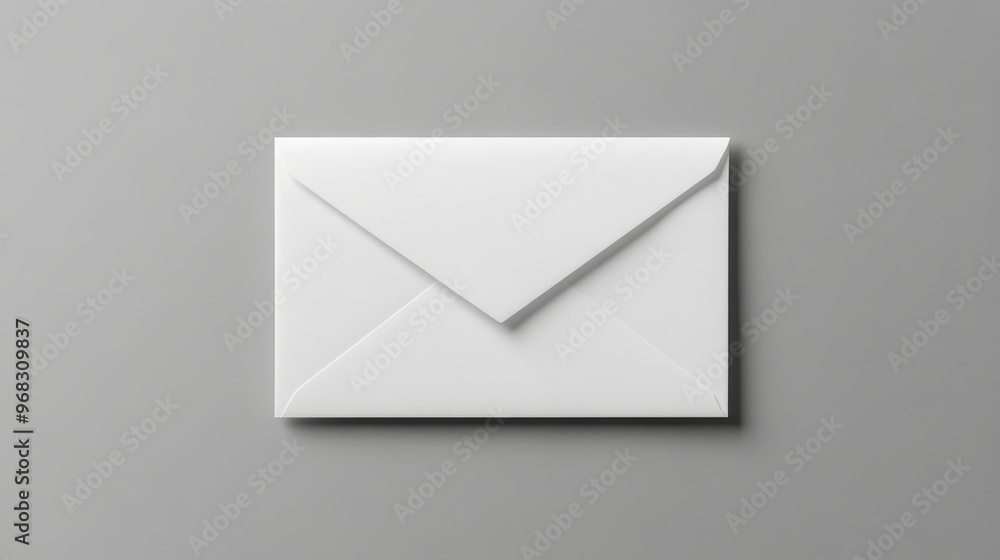 White envelope on a gray background, minimalist White envelope on a gray background, minimalist