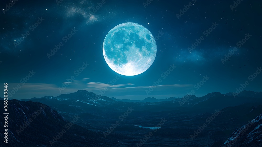 Fototapeta premium Night sky with prominent moon, perfect for game design background image