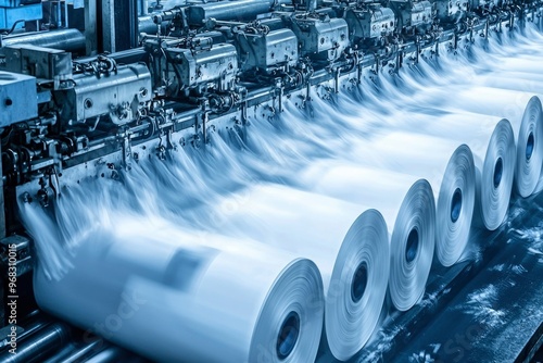 Paper Rolls Moving on a Printing Press photo