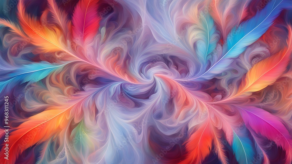 Abstract swirl of colorful feathers and smoke. Abstract swirl of colorful feathers and smoke.