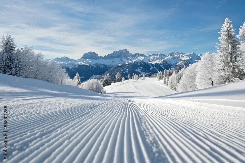 Snowy Mountain Slope in Winter Snowy Mountain Slope in Winter