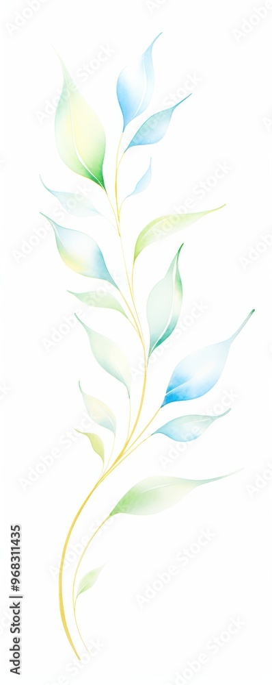 A delicate, abstract illustration of a green and blue leaf, perfect for backgrounds, nature themes, or botanical designs. A delicate, abstract illustration of a green and blue leaf, perfect for backgrounds, nature themes, or botanical designs.