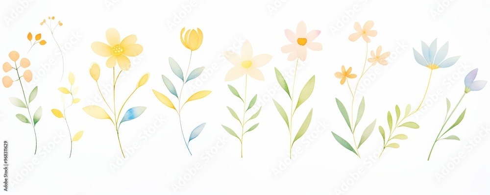 A delicate collection of hand-drawn flowers in soft pastel colors, perfect for spring-themed designs and artistic projects. A delicate collection of hand-drawn flowers in soft pastel colors, perfect for spring-themed designs and artistic projects.