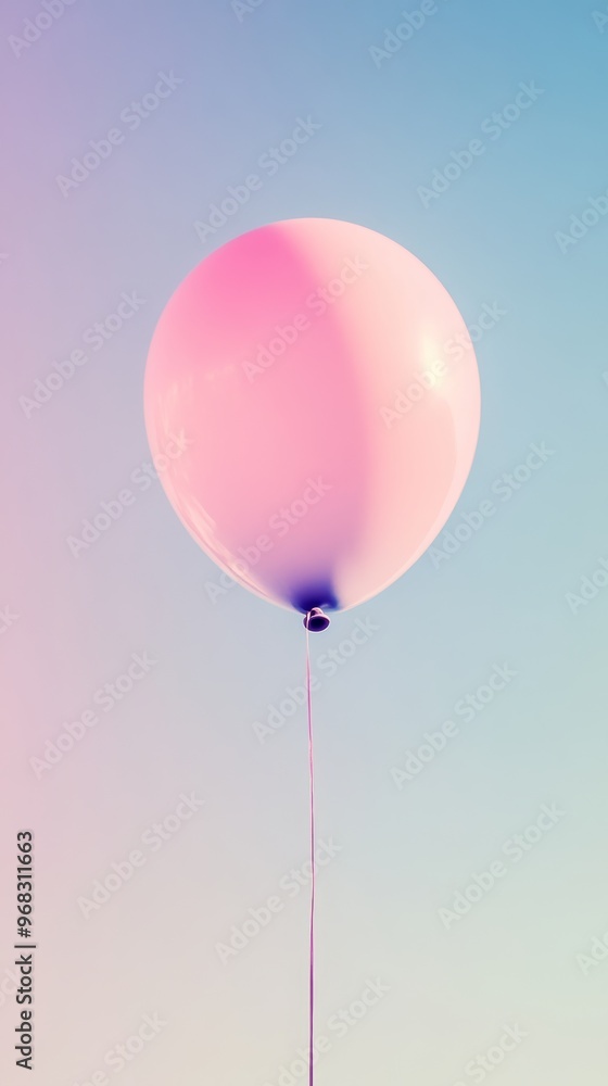 Pink balloon on pastel gradient background Pink balloon on pastel gradient background