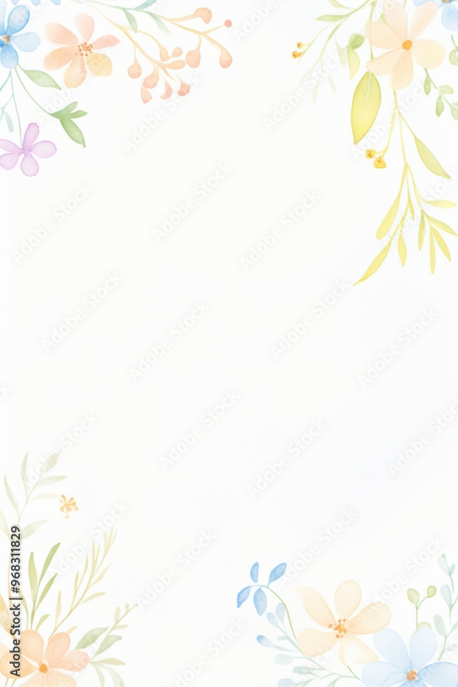 A delicate floral border design featuring soft pastel colors and elegant greenery, perfect for invitations and stationery. A delicate floral border design featuring soft pastel colors and elegant greenery, perfect for invitations and stationery.