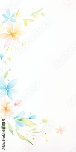 A delicate floral border design featuring soft pastel colors, perfect for invitations, backgrounds, and creative projects.