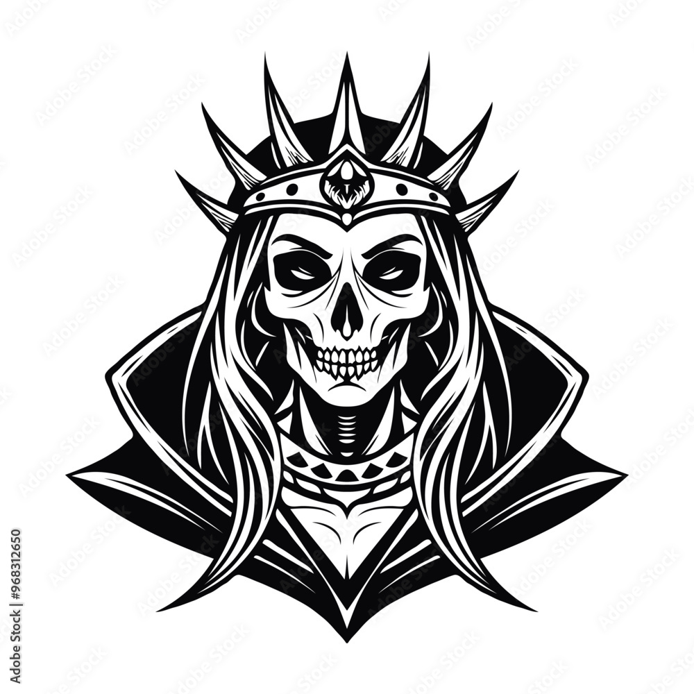 Fototapeta premium Skeleton queen or witch silhouette illustration