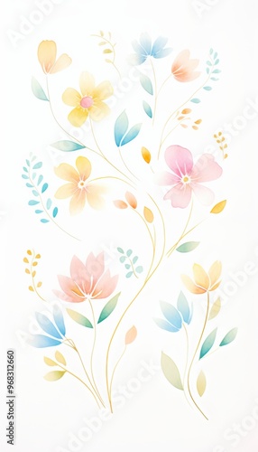 A delicate illustration of colorful flowers in soft pastel tones, perfect for home decor and nature-themed designs.