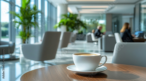 coffee cups arranged on a conference room table, reflecting a professional meeting environment with focus on teamwork, discussion, and productivity