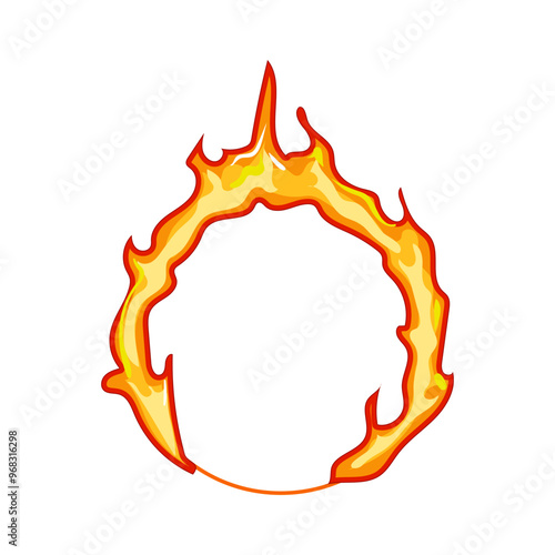 burn circle fire cartoon. inferno smoke, ignition spark, wild bon burn circle fire sign. isolated symbol vector illustration