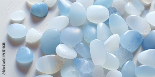 Smooth blue and white stones