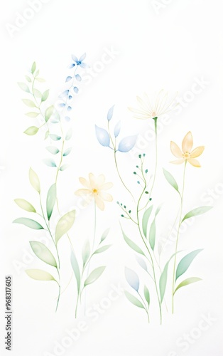 A serene illustration of delicate flowers in soft pastel colors, enhancing any design with a touch of nature's beauty.