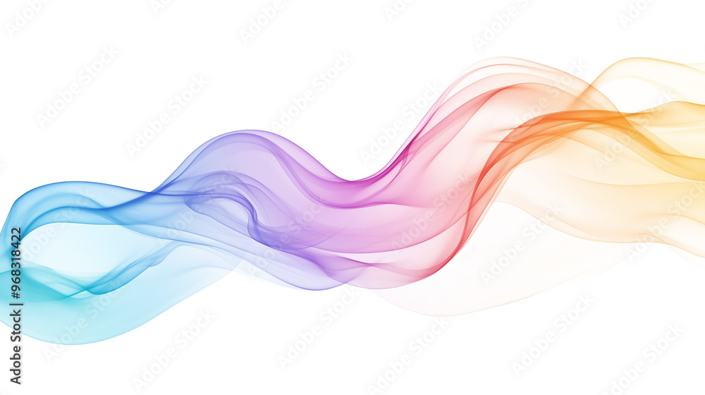 Abstract Colorful Smoke Wave on White Background Abstract Colorful Smoke Wave on White Background