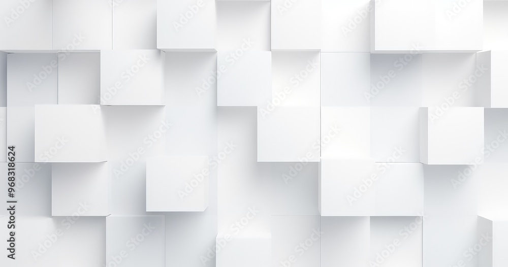 A textured white wall composed of various cubic shapes, creating a modern and minimalist aesthetic. A textured white wall composed of various cubic shapes, creating a modern and minimalist aesthetic.