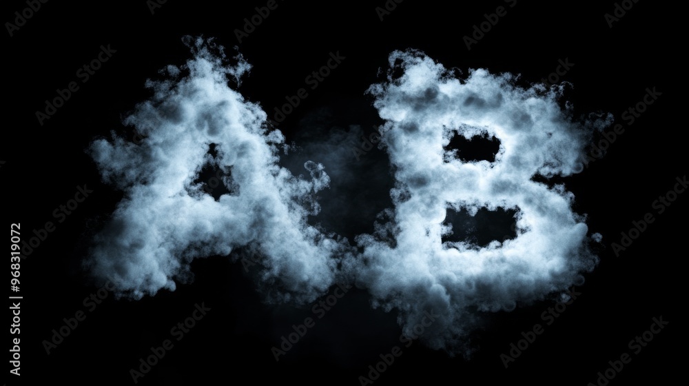Cloud letters a and b on black