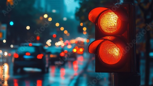 A traffic light showing red, with a line of cars waiting for it to change.