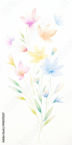 A soft, whimsical illustration of pastel flowers, perfect for adding a touch of freshness and color to any design.