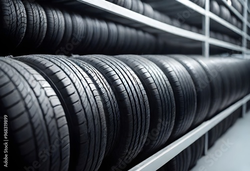 stack of tires in a factory photo