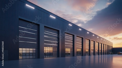 Industrial Warehouse at Sunset