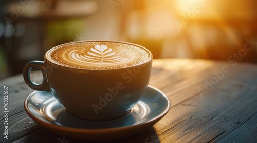 Beautiful Latte with Heart Foam Art photo