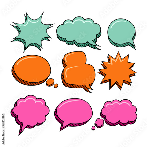 Set of colorful speech bubbles
