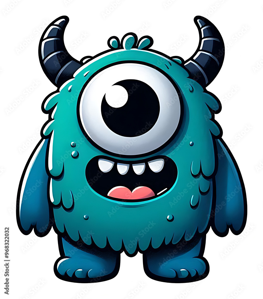 Fototapeta premium Cute One Eyed Monster Cartoon Character
