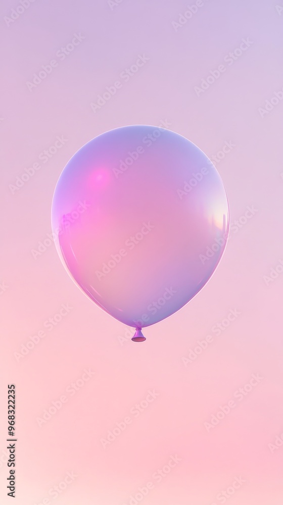 Single pastel balloon floating against pink sky Single pastel balloon floating against pink sky